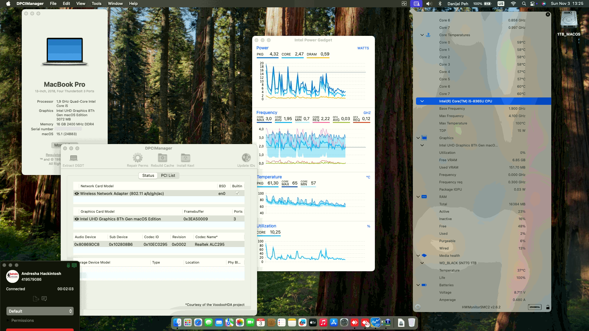 Success Hackintosh macOS Sequoia 15.1 Build 24B83 in Dell Latitude 5300 2 in 1